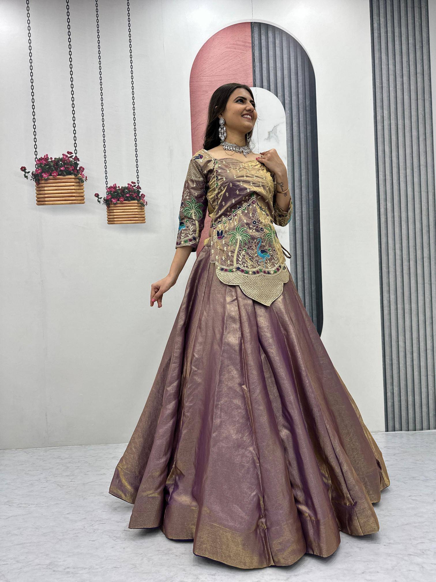 Tapi 312 silk satin Purple Fancy lehenga choli